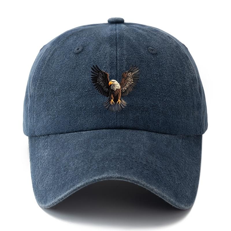 A Stylish And Versatile Baseball Cap Featuring a Printed Eagle Design Suitable for Both Men And Women This Classic Retro Washed