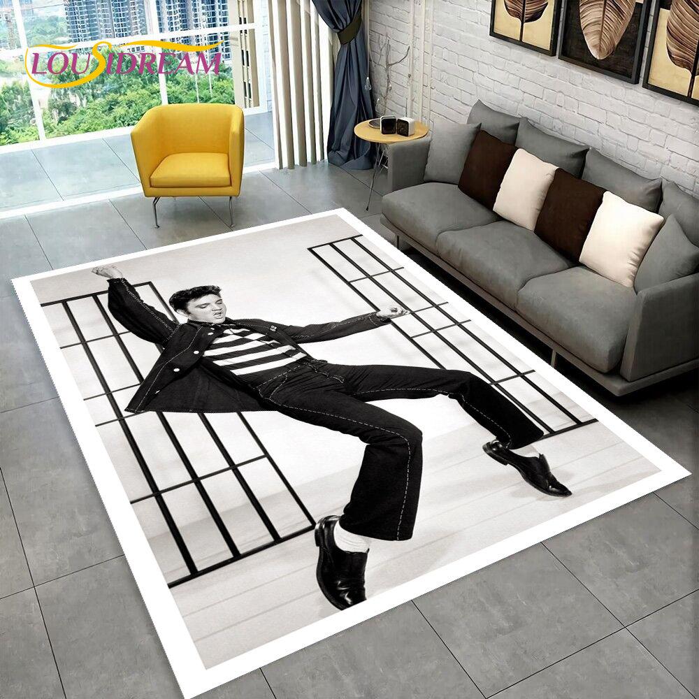 The King Elvis Presley Retro-Teppich, Teppich für Wohnzimmer, Schlafzimmer, Sofa, Fußmatte, Dekoration, Kinder spielen, rutschfeste Bodenmatte, 3D