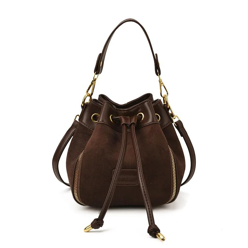 Women s Bag Fashionable Contrasting Color Retro Shoulder Bag, Women s Crossbody Carrying Bucket Trendy