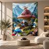 Decorative Tapestry,Smurfs Cute Printed Wall Art, Lightweight Wall Hanging For Bedroom Background