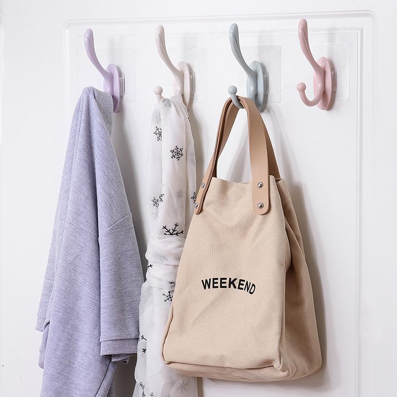 Hook Bathroom Bathroom Nail-Free Coat Hook Bedroom Non-Punching Hanger Wall Coat Hook Plastic Adhesive Hook