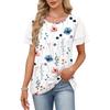 Spring and Summer New Style Round-neck Printed Contrasting Double-layer Short-sleeved T-shirt for Women