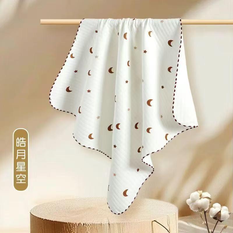 Cotton Muslin Cute Cartoon Printing Baby Swaddle Blanket Soft Breathable Newborn Baby Receiving Blanket For Infant Boys Girls