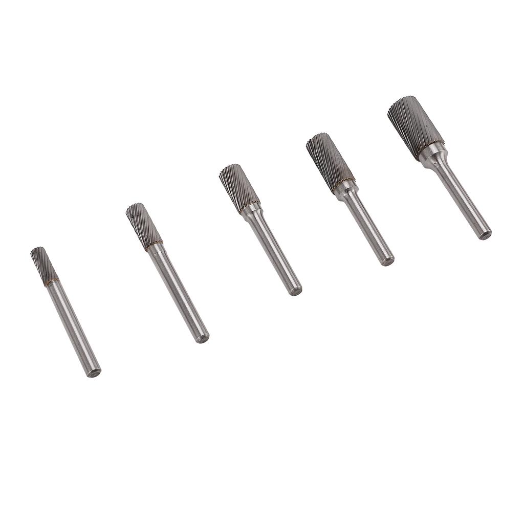 5 Pcs Carbide Burr Set Single Cut Rotary Files with 6mm 0.24in Shank for Engraving Polishing Drilling