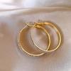 Cercei Large Hoop Earrings 925 Sterling Silver with Zirconia Diameter 4.0cm Gold Color with Jewelry Box