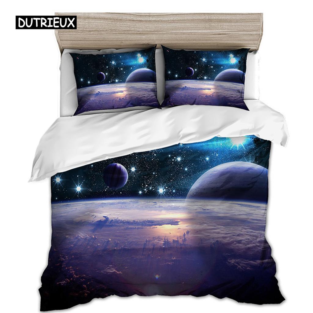 Zestaw poszwy na kołdrę Space star 3d Galaxy Pojedynczy podwójny Twin/Queen 2 szt./3 szt. zestawy pościeli Pościel z motywem Wszechświata Kosmosu