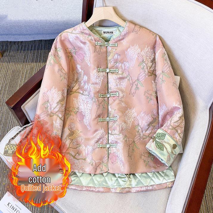 Women's Chinese Style Thick Winter Embroidered Cotton Cheongsam Coat - Fashionable Tang Suit Top Jacket