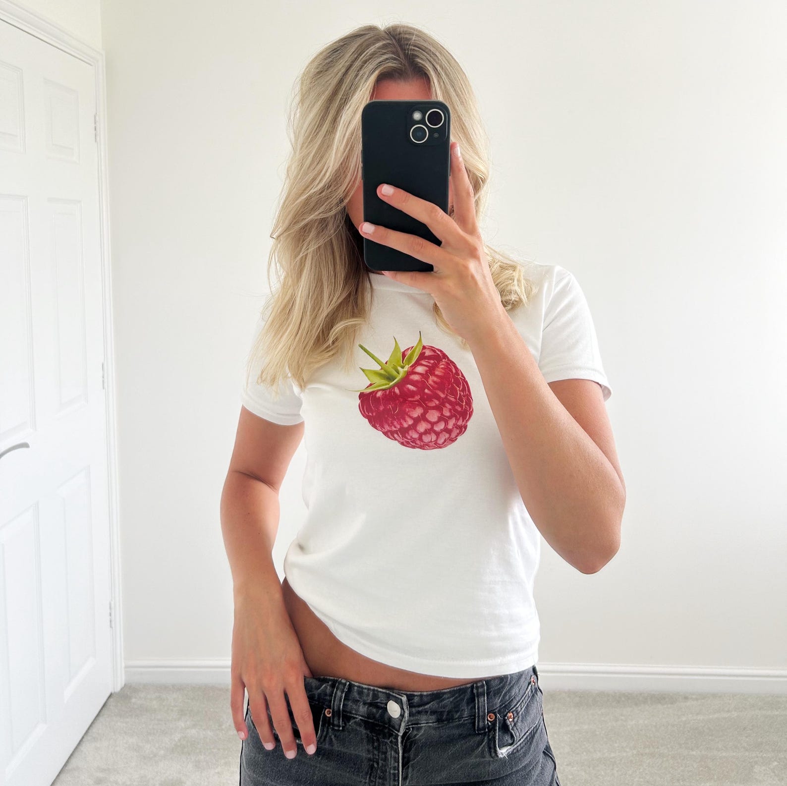 Handmade Raspberry Graphic Baby Tee - Y2K Cropped Fit 2XL