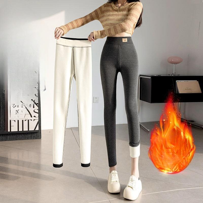Extra Thick Winter Sherpa Leggings Women Outdoor Wear Fleece Lined Ankle Pants High Waist Stretchy Warm Thermal Cotton Pants