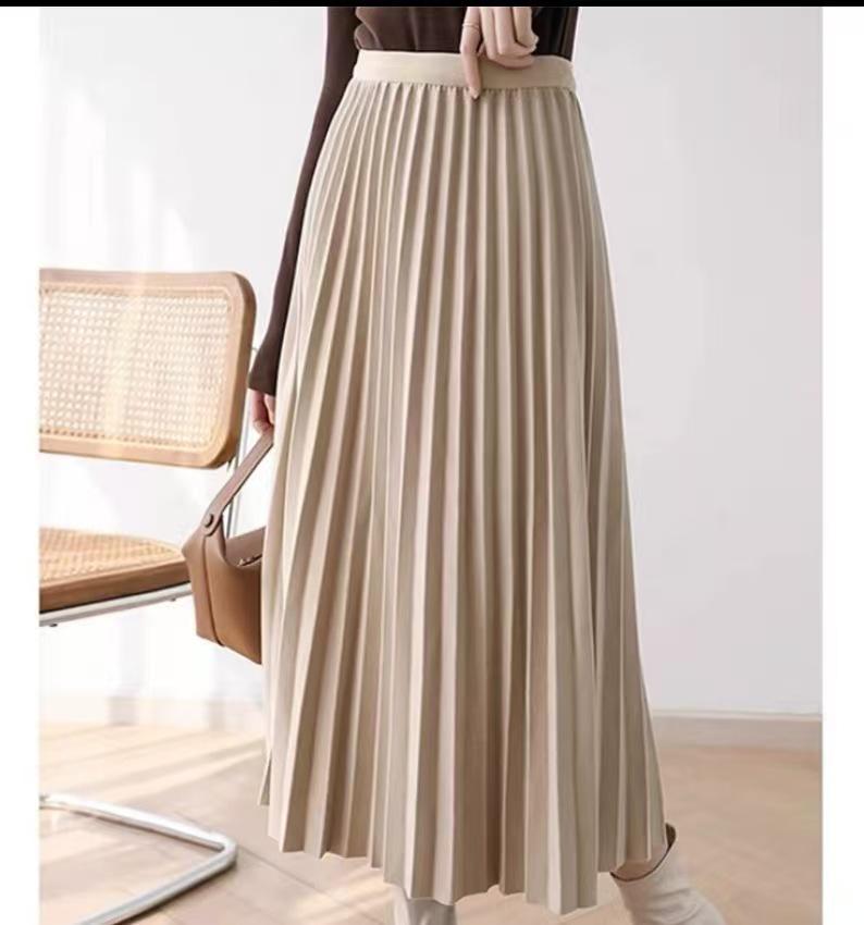 

Элегантная юбка А-силуэта длиной до щиколотки с высокой талией - Универсальная и стройнящая (97см) One Size