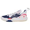 Li Ning Speed 9 Amortiguación Cómoda Antideslizante Resistente a la Abrasión Caña Baja Zapatillas de Baloncesto Hombre Azul Blanco ABPT055-2