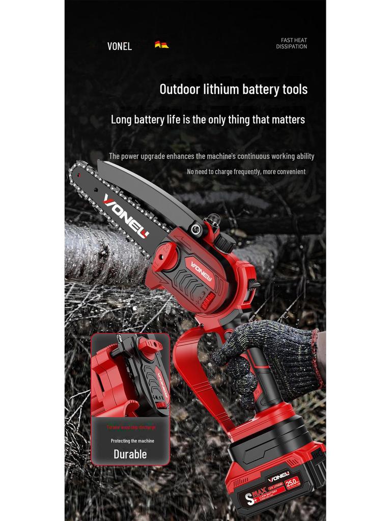 Rechargeable One-Handed Brushless Electric Chainsaw for Home and Outdoor Use