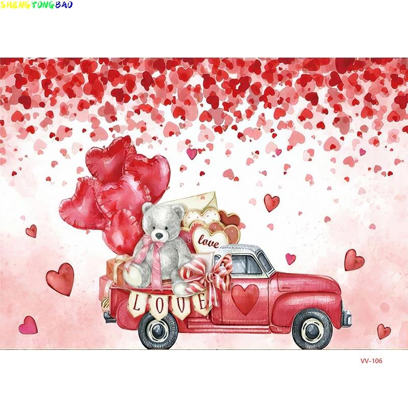 Vinyl Custom Valentine's Day Photography Backdrops Props Lover Rose Flower Wall Wedding Store Front Dream Photo Background AL-15