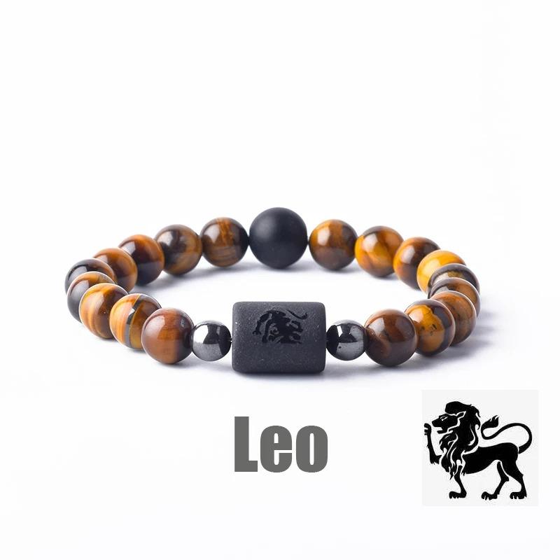 Pulsera con Colgantes de Constelaciones de los 12 Signos del Zodiaco para Hombre Mujer Multicapa Pulsera de Ojo de Tigre Regalo de Amistad Sagitario Acuario Leo