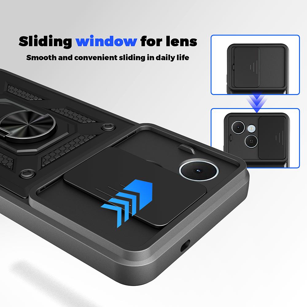 Armor Holder Funda for Tecno Spark 40C 4G Case Cover Slide Camera Protection Ring Stand Shockproof Back Capa Funda