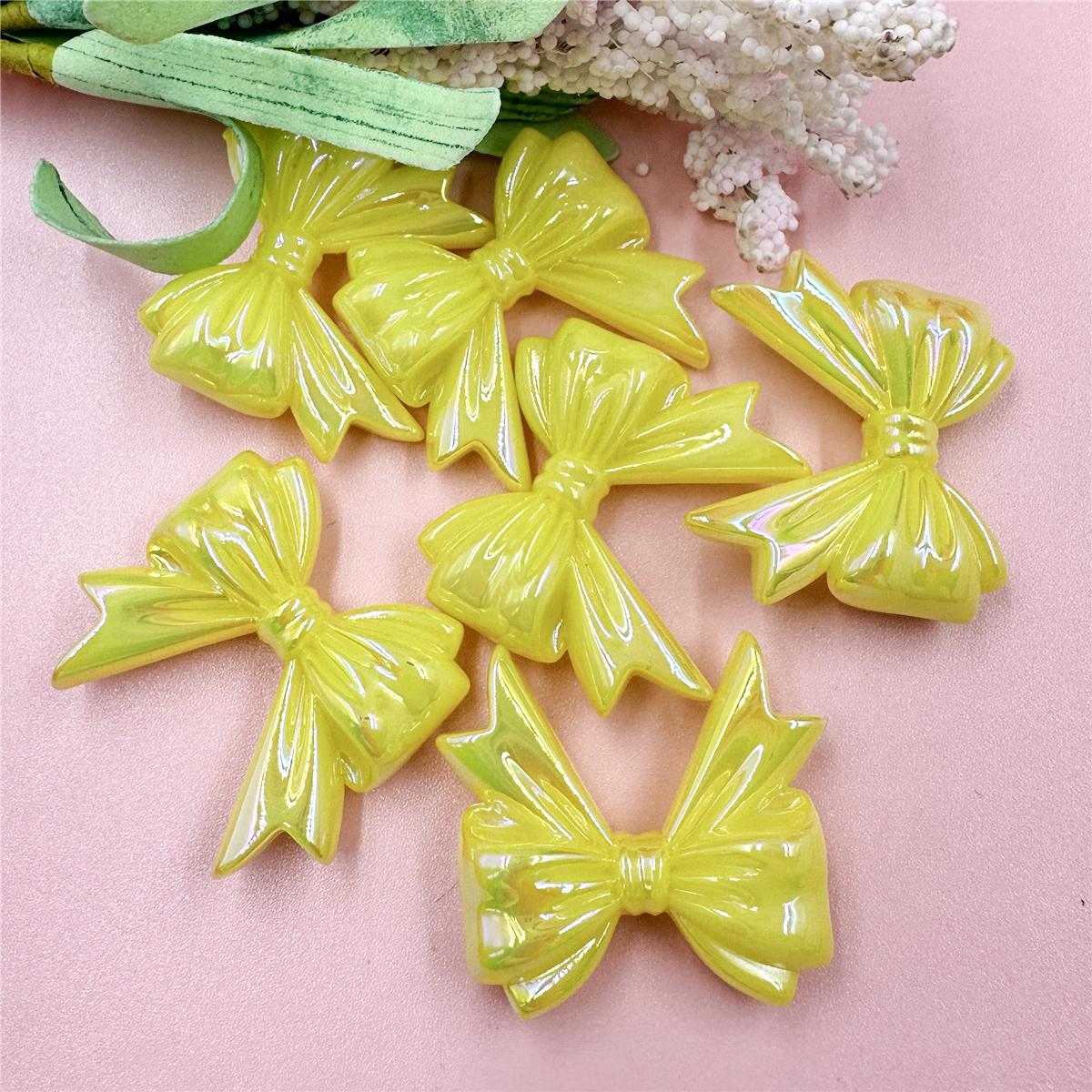 

6 шт. DIY фурнитура для ручной работы с большим бантом, бисером, ожерельем, браслетом, изготовлением ювелирных изделий, свободные бусины 32,3*36,6 мм, акриловые аксессуары с бантом жёлтый