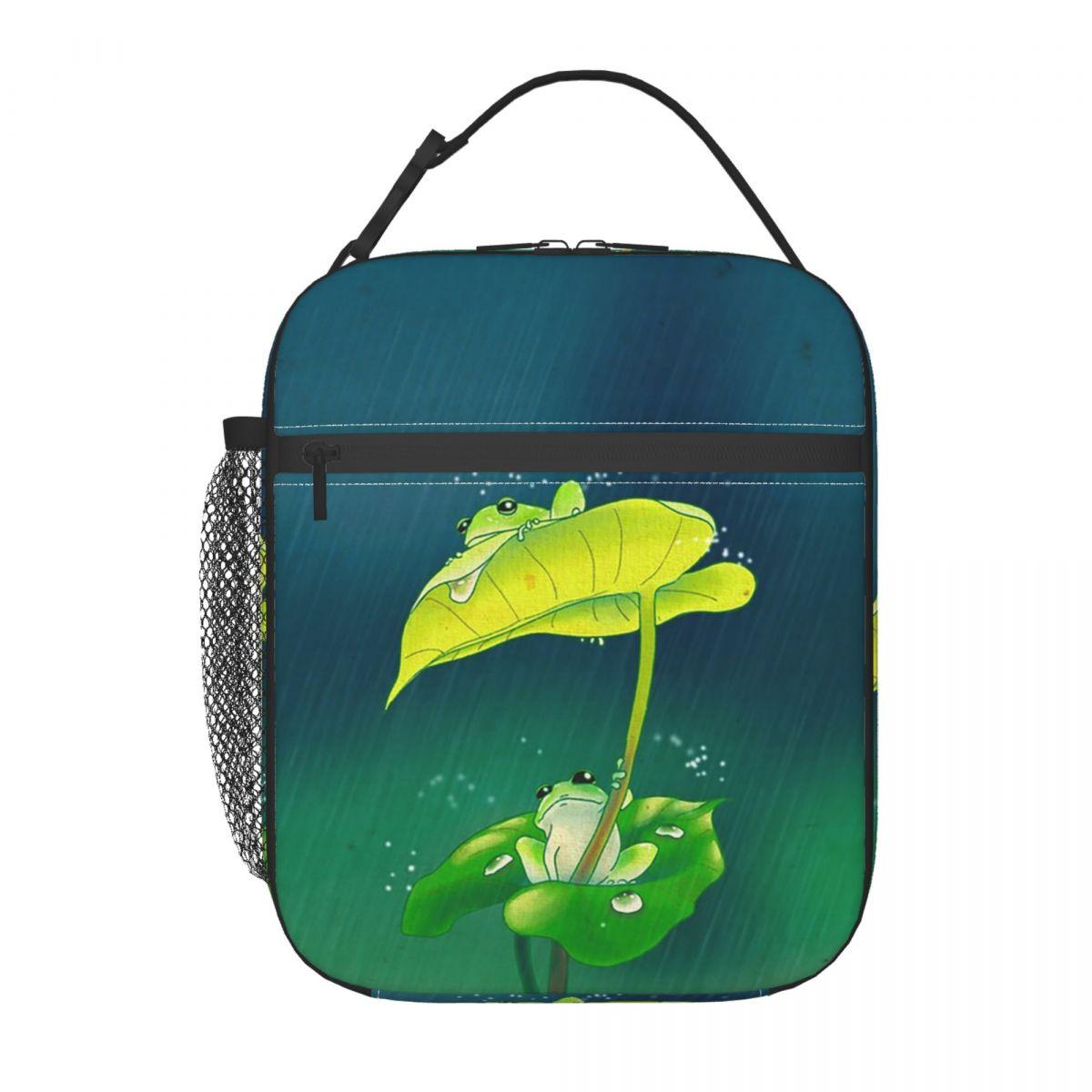 

Cute Frog Under Leaf Rain Design Insulated Lunch Bag for Kids School Cooler Thermal Food Box Tote Portable Lunch Boxes Container One Size