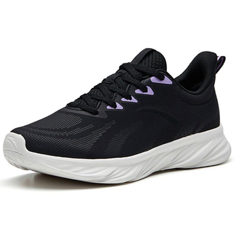 Anta Running Series Mesh Shock Absorbing Non-Slip Durable Lightweight Low-Top Running Shoes Women Sneaker Black Gray Purple 122235571-6