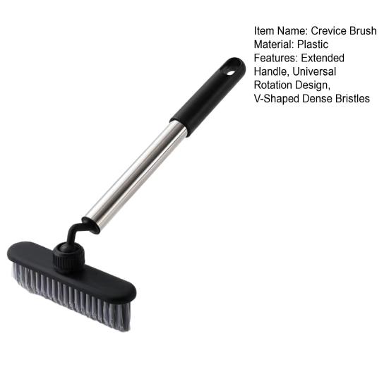 Crevice Brush with Extended Handle Universal Rotation Design V-Shaped Dense Bristles Stubborn Stain Remover Brush