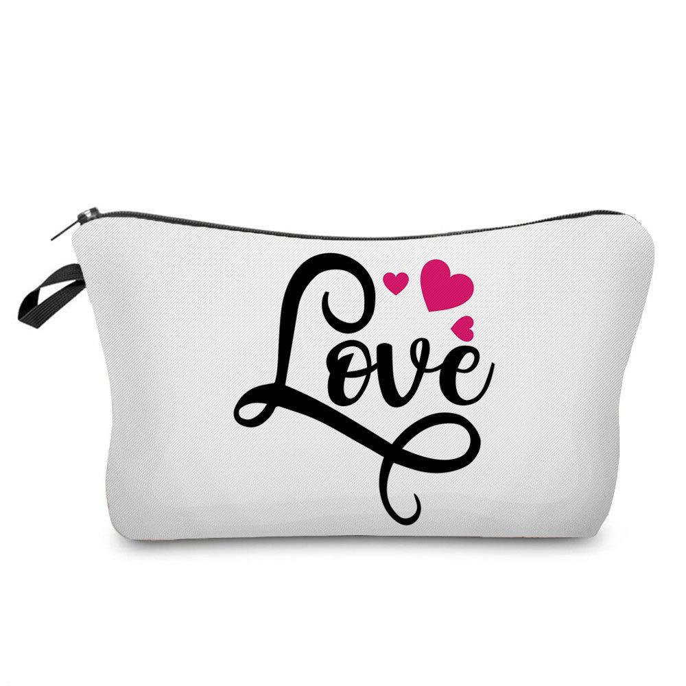 Women Love Print Cosmetic Bag Toiletries Organize Travel Storage Case  6385