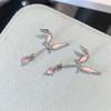 1 Pieza Pendiente de Hueso de Oreja con Colgante de Corazón y Cruz de Circonita Brillante en Forma de Oreja de Gato Para Mujeres Tendencia Accesorios de Piercing Corporal