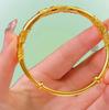 Gold-Plated Filigree Flower Bangle - Adjustable Push-Pull Bracelet for Women, Ideal Gift.