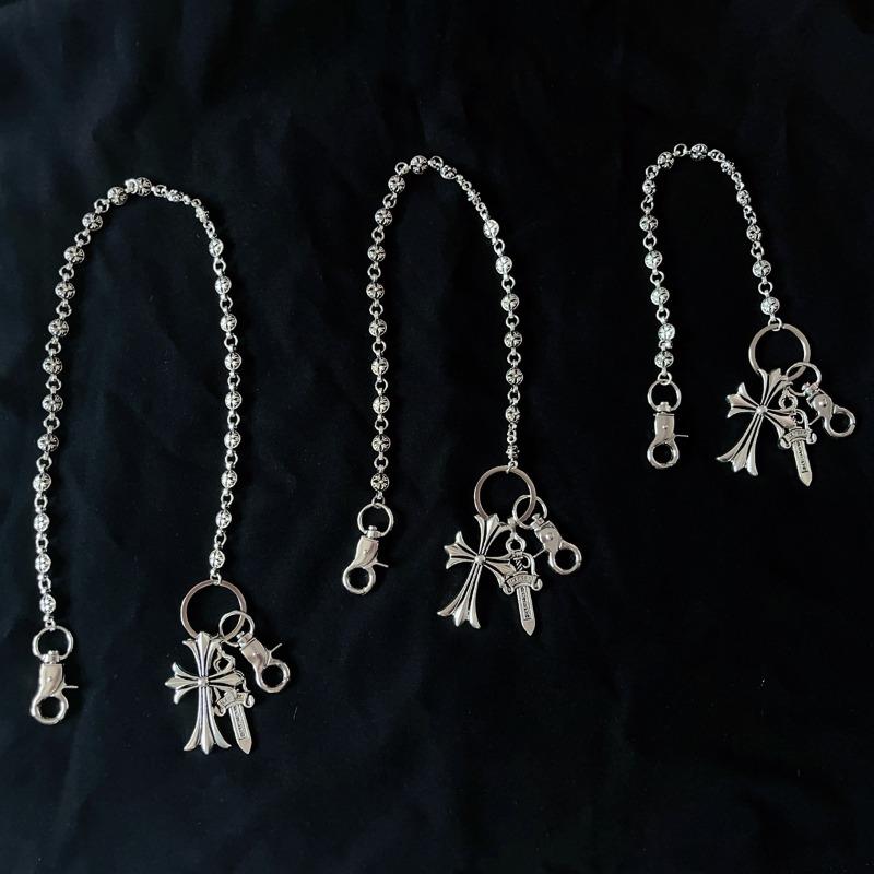Multi-element trouser chain, bag hanging chain, sword round bead cross waist chain, lobster buckle pendant jeans chain