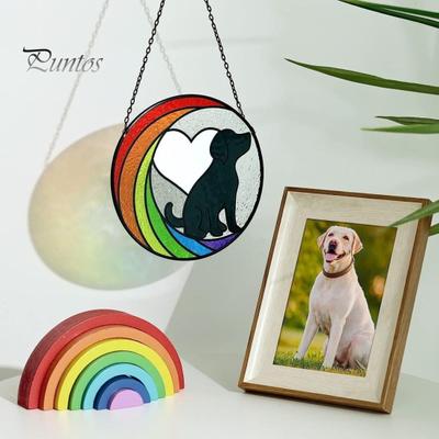 Pet Memorial Pendant Bright Color Fade-resistant Dog Memorial Suncatcher Meaningful Hanging Ornament Pet