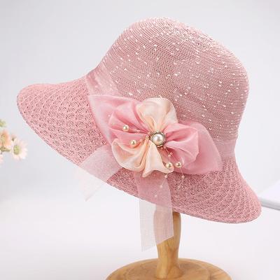 Bow Flowers Straw Sun Hat Woman Bucket Summer Sunscreen Wide Brim Sun Cap Outdoor Beach Accessories