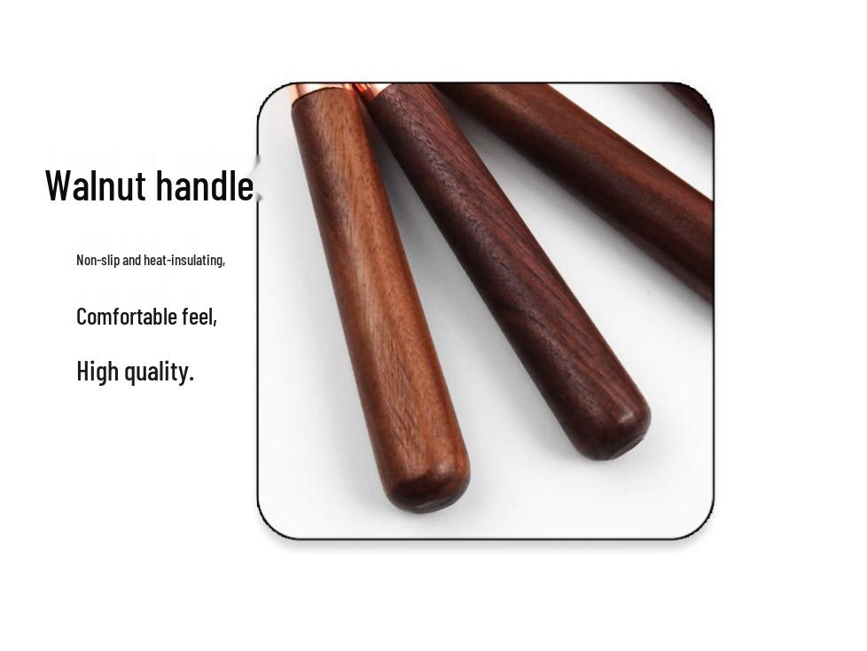 Gold-Plated Stainless Steel Measuring Cups & Spoons with Solid Wood Handles and Scale Markings for Baking.