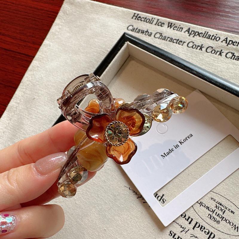 

Korean Luxury Style Elegant Flower Diamond Acrylic Hairpin шампанского/алмаз