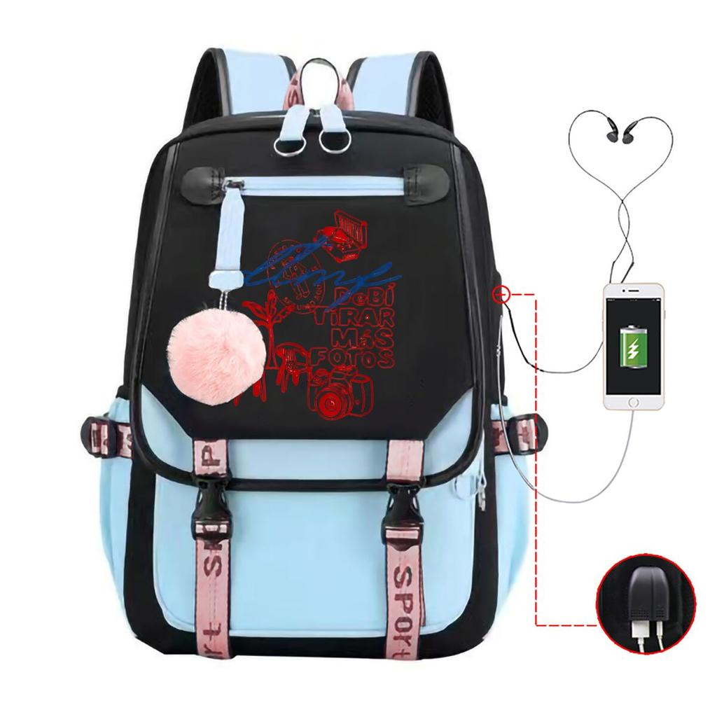 Casual Student School Bag USB Charging Rucksack Zipper Rapper Singer Mochilas Multicolor Option Backpack for Teen Boys Girls