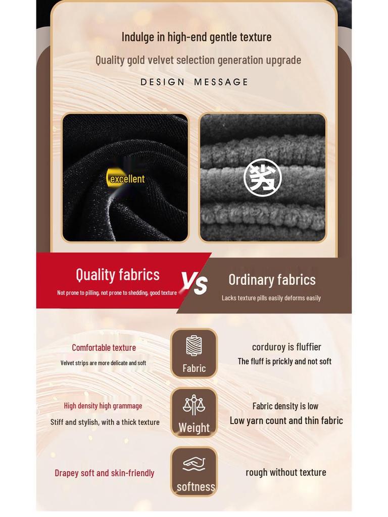 2025 High Waist Gold Samt Weitbein Damen Hose, Schlankmachend und Vielseitig für Herbst/Winter, Gerades Bein Bodenlang Drapierter Stil.