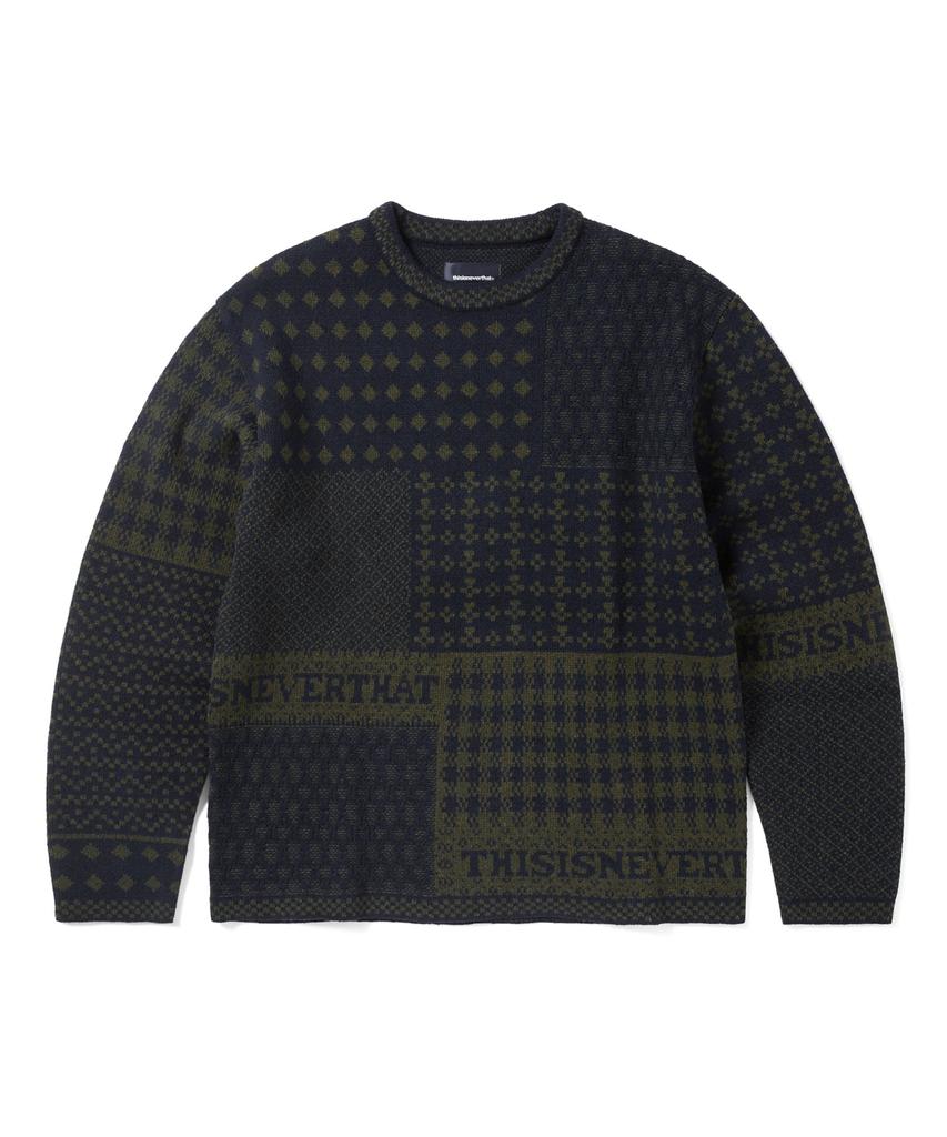 THISISNEVERTHAT Block Knit L/S Top Navy