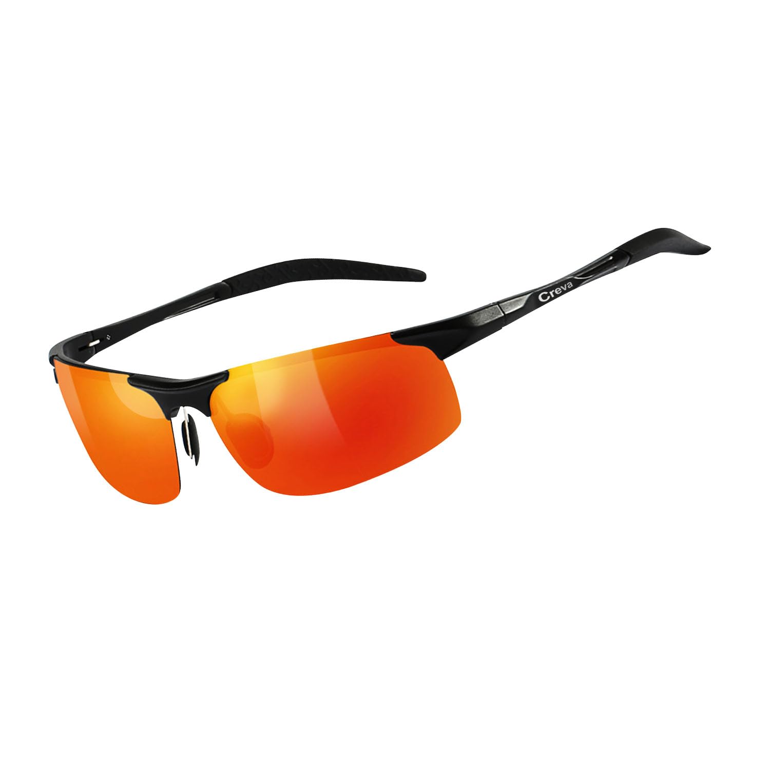 

Creva Lightweight Polarized Sports Sunglasses with Alloy and UV Protection Frame with Orange Mirrored Men s AL-MG (Gunmetal Lenses)