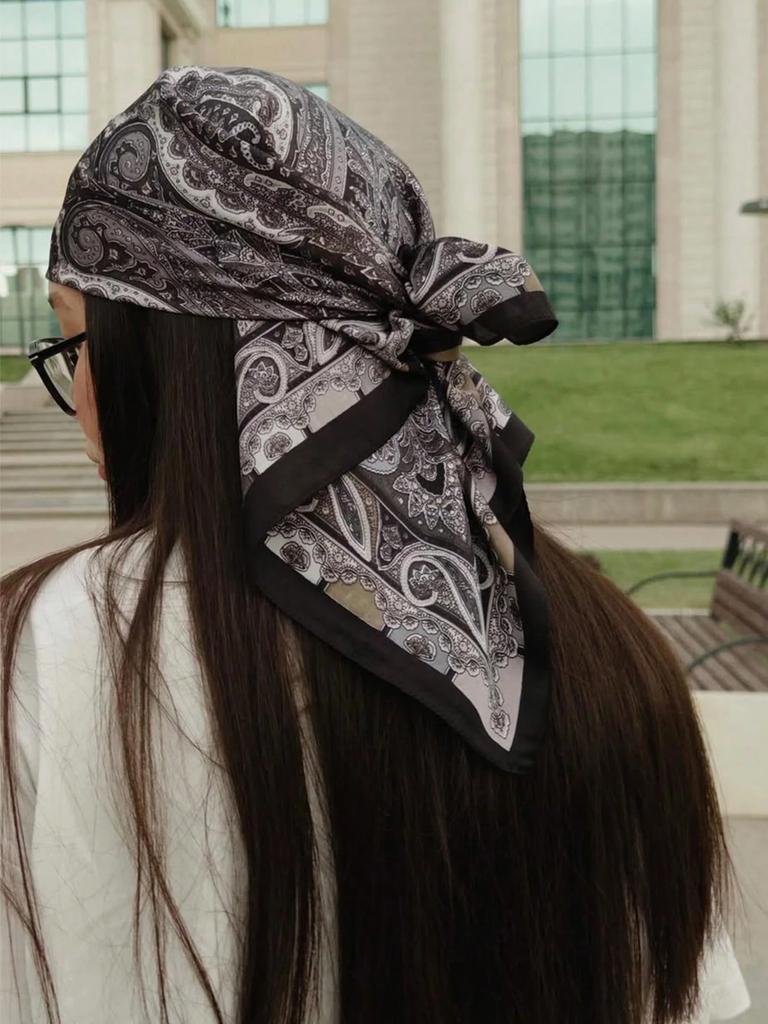 Luxury 70*70cm Square Silk Satin Scarf Women Handkerchief Printed Female Hijab Head Bandana Small Hair Neck Muffler Scarves