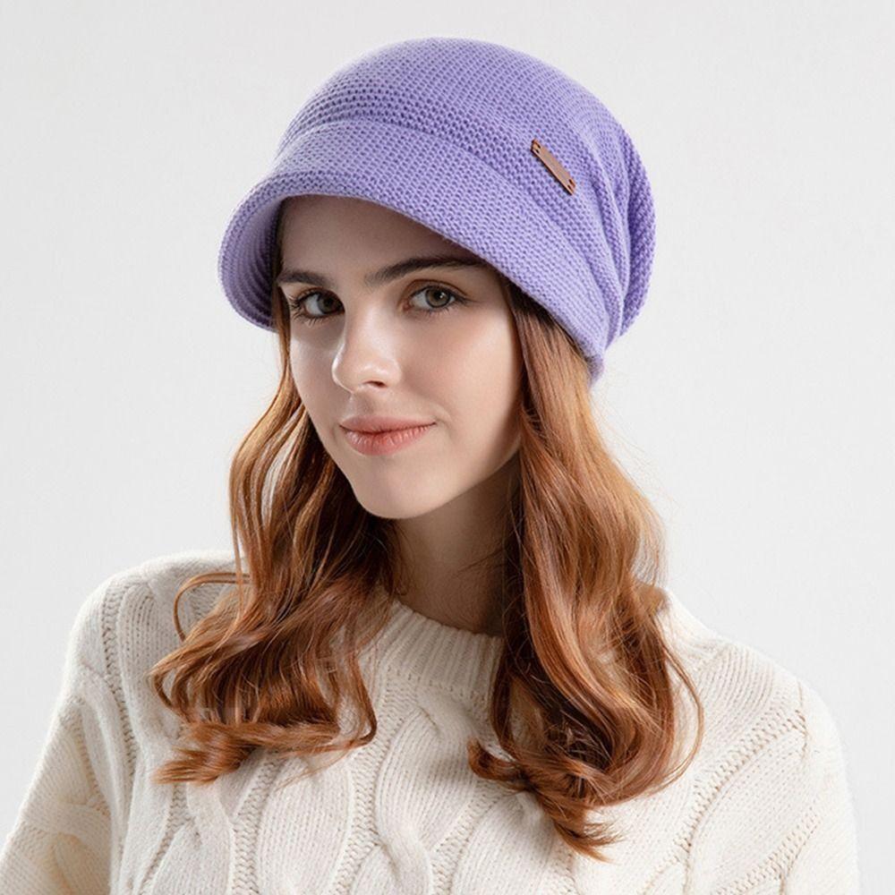 Soft Plush Beanies Short Brim Bonnet Fashion Knitted Hat Outdoor