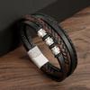 Pulsera de Cuero para Hombre Clásica Estilo Nuevo Tejida a Mano Combinación Multicapa Accesorio Moda Joyería para Hombre Venta al por Mayor Dropshipping
