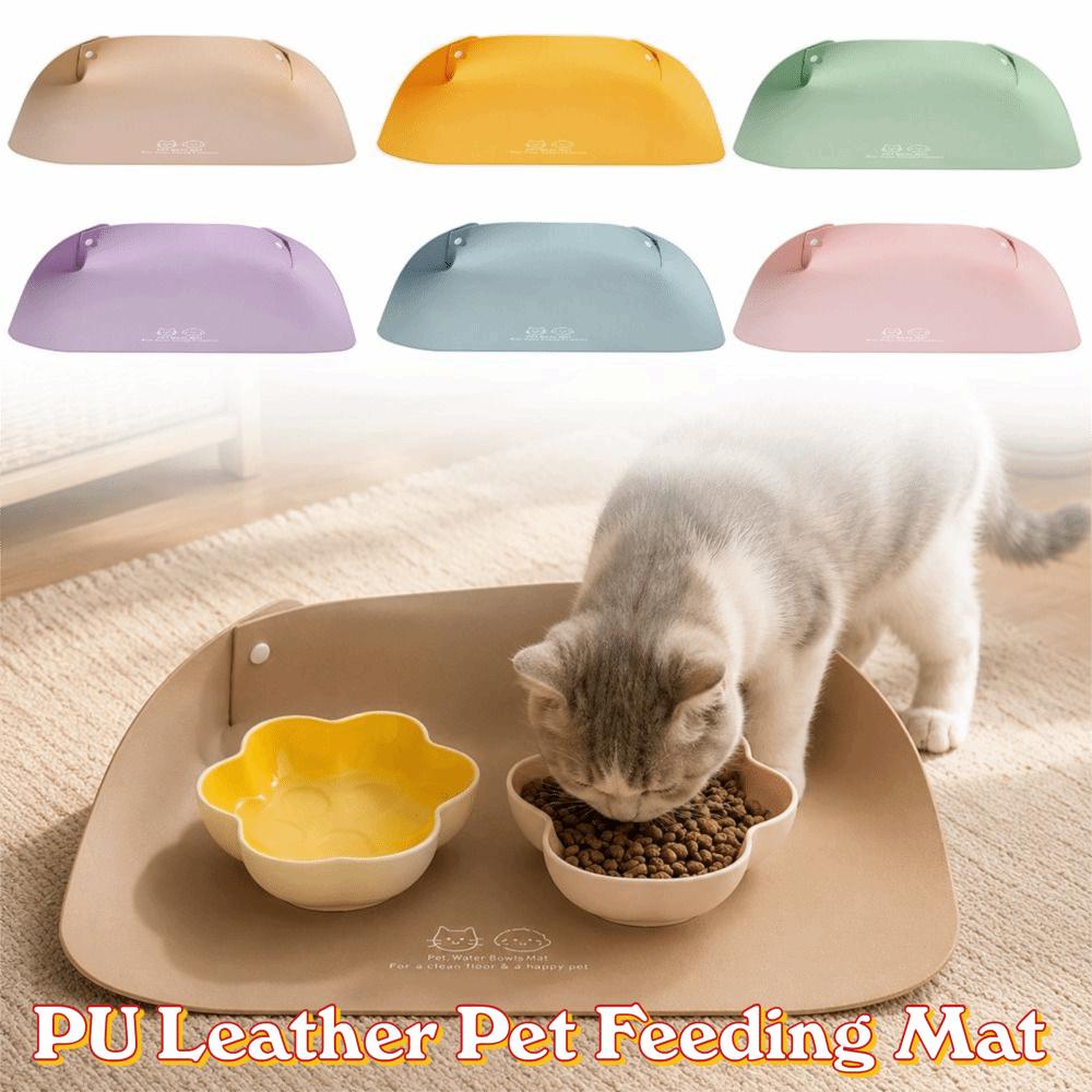 PU Leather Pet Feeding Mat Waterproof Cat Food Mat New Leather Pet Mat Home Floor Protection