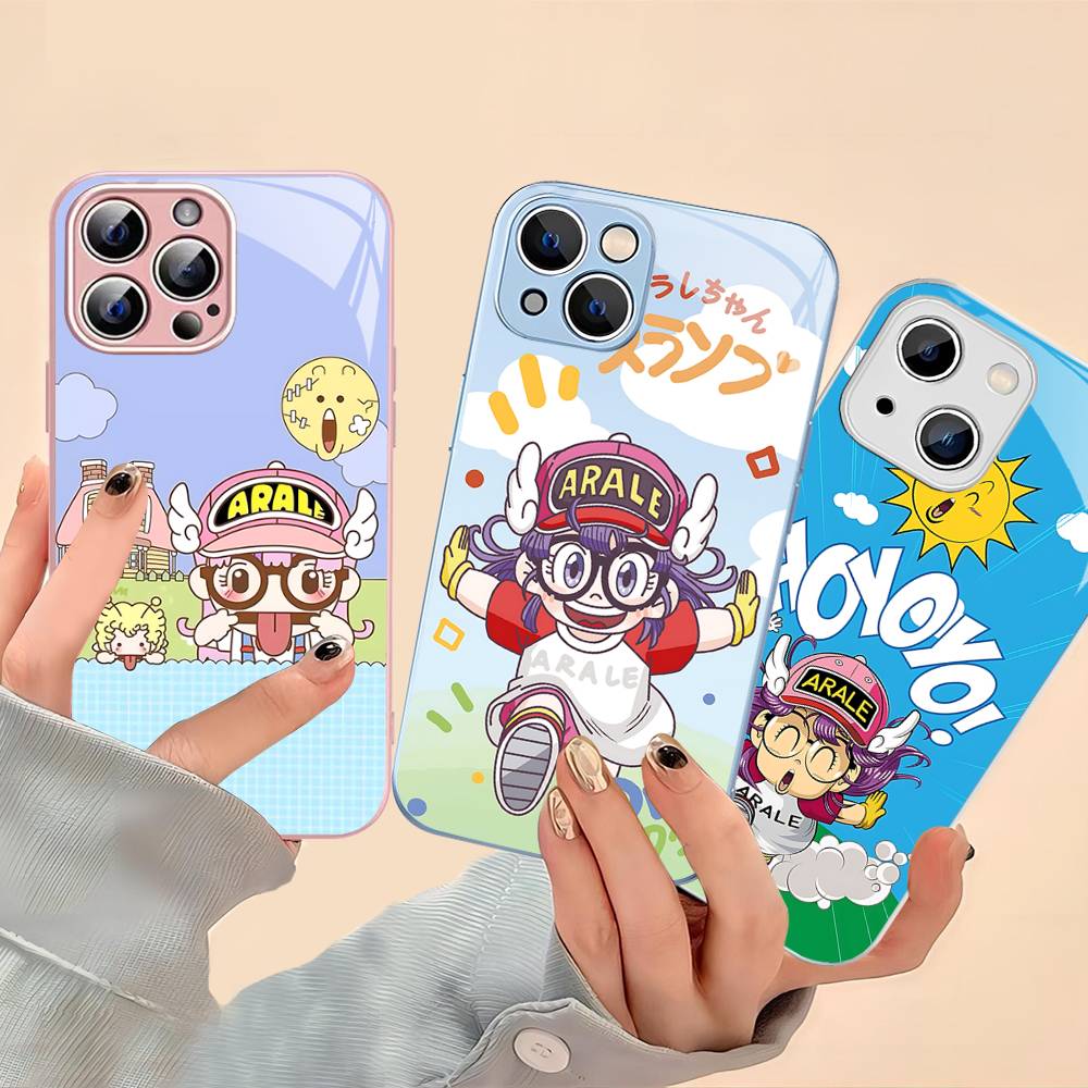 Cartoon Dr Slump Tempered Glass For Iphone 14 13 12 11 Pro Mini XS MAX 14Plus X XS XR Cover