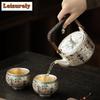 320ml Gilt Silver Dunhuang Bird Of Destiny Lifting Handle Teapot Zen Tea Infuser Pot Tea Soaking Kettle With Strainer Tea Set