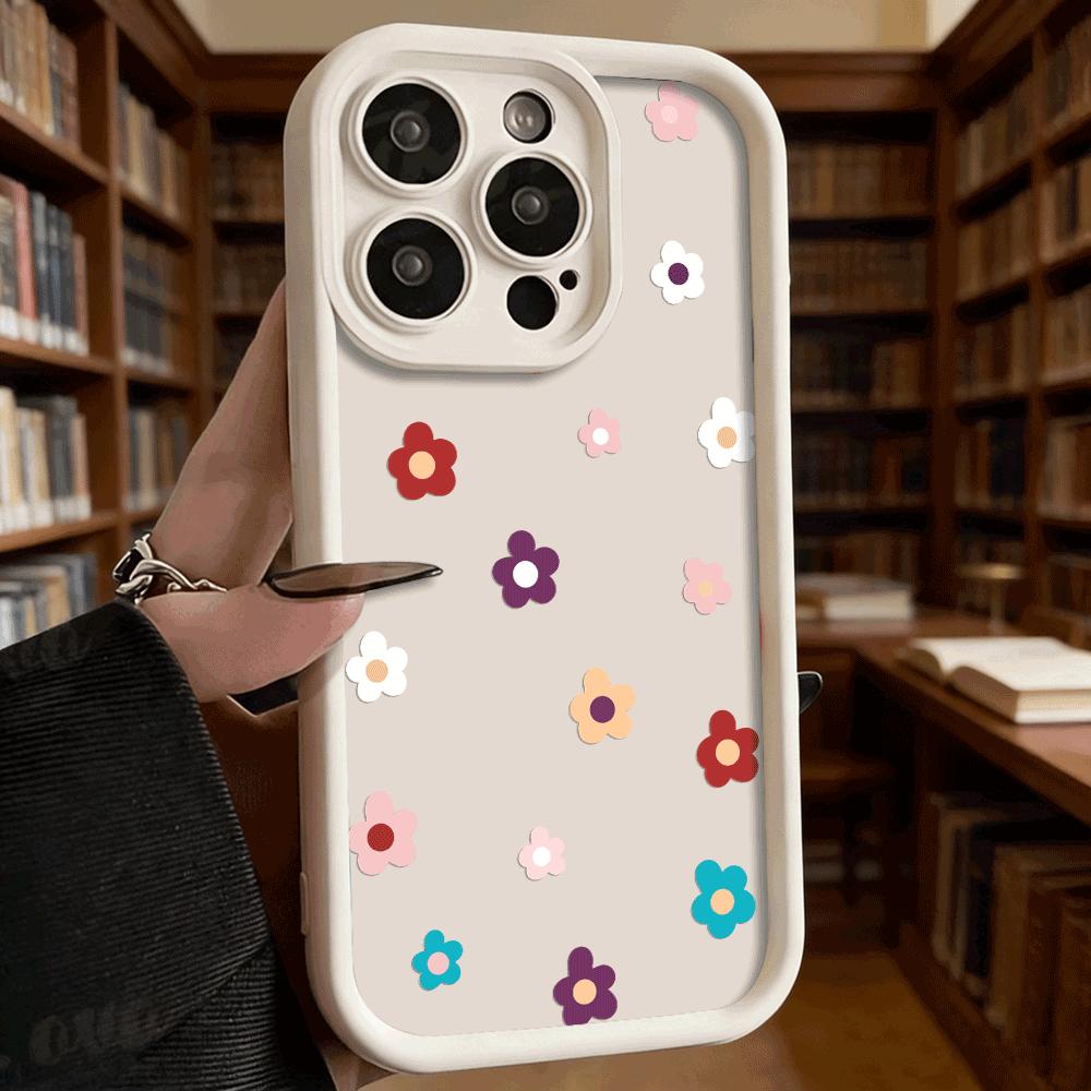 Minimalist Colorful Flowers Soft TPU Phone Case for iPhone 17 16 15 14 13 12 11 Pro Max Plus Shockproof Anti-Slip Cover