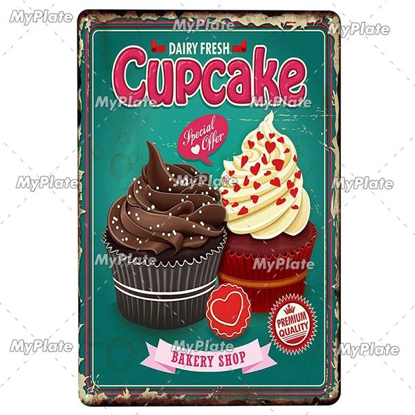 Cupcake Vintage Tin Sign Metal Sign Decorative Plaque Wall Decor Man Cave Club Decoration