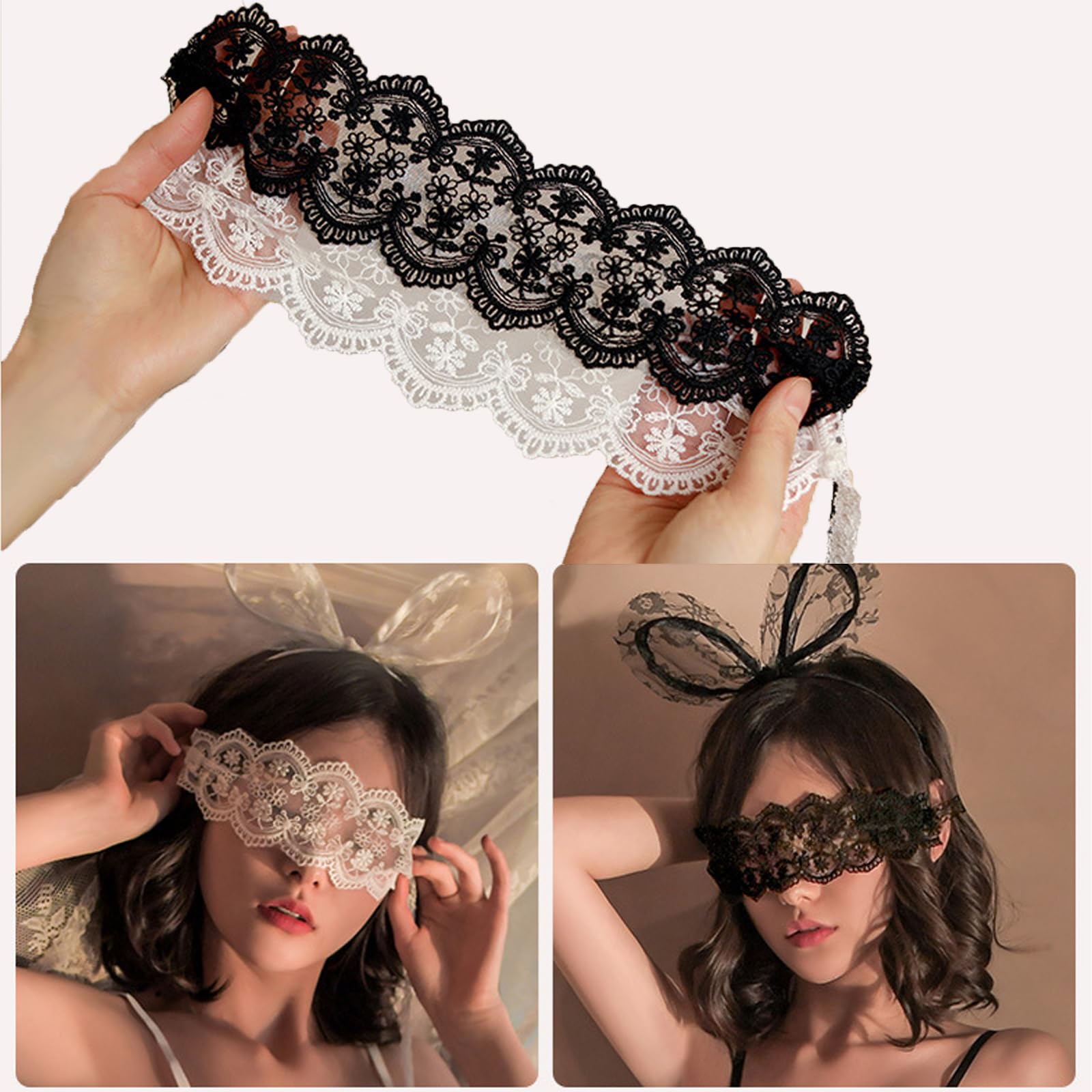 

Godrii Black and White Lace Eye Masquerade Sexy Lace Eye Stage Performance Anime Passion Eye Production Evening Costume 2-Piece Mask, Blindfold, Mask,