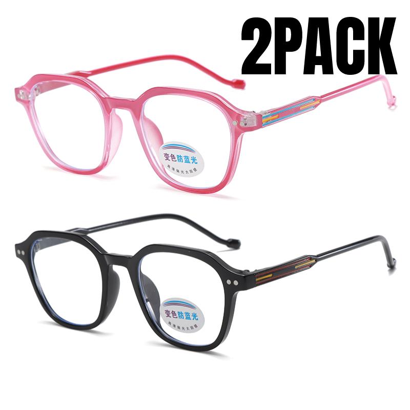 2PACK Children Radiation Protection Glasses Fashion Plain Glasses for Kid Computer Phone Online Course Anti Blue Light Glasses