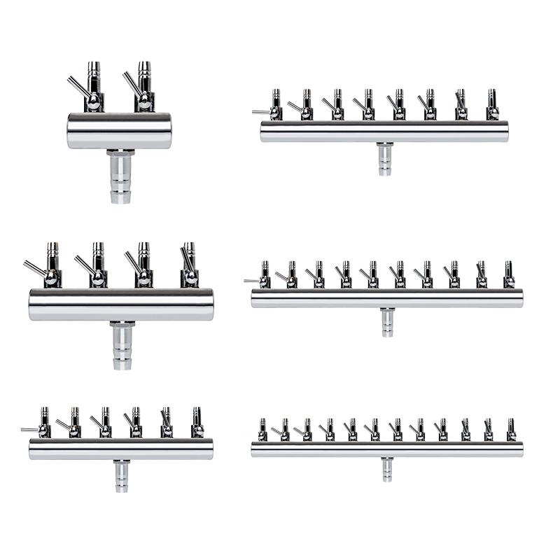 2/4/6/8/10/12Ways Stainless Steel Air Flow Splitter Distributor Pump Valves for Aquarium Air Splitter Valve Fish Tank Air Pump