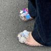 Popular Xiaoxiangfeng retro baotou flat-soled sandals women's 2025 summer outer wear skirt Korean version crystal jelly shoes