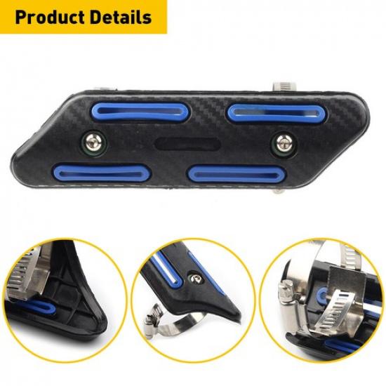 Exhaust Muffler Pipe Heat Shield Cover Guard Heel Universal Blue Motorcycle