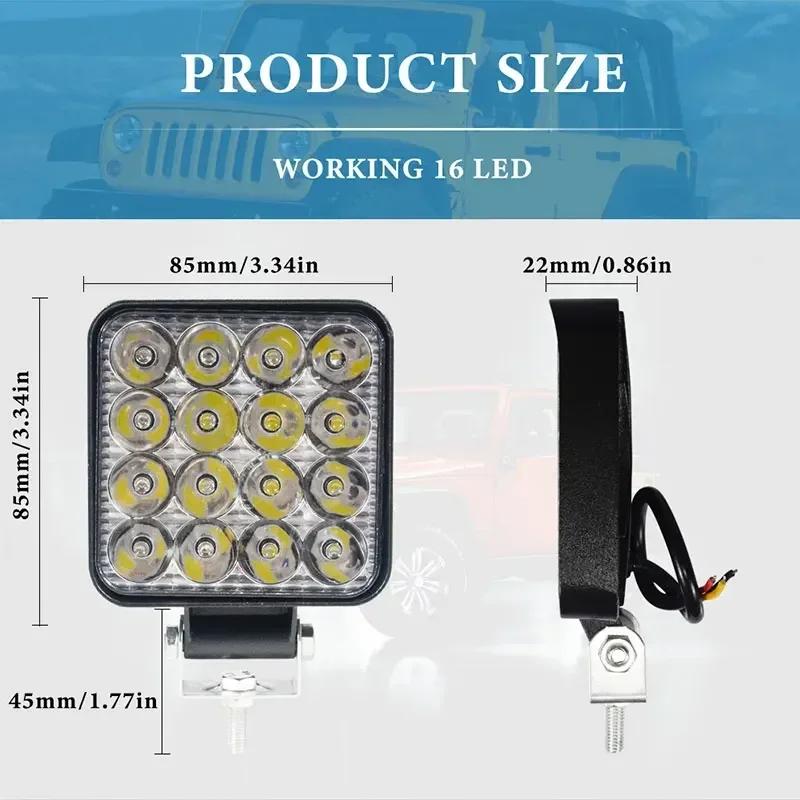 1pcs 12V Work Light LED Running Lights Bar Offroad 4X4 Spotlight For Jeep Truck Car Motorcycle Tractor SUV ATV LED Headlights