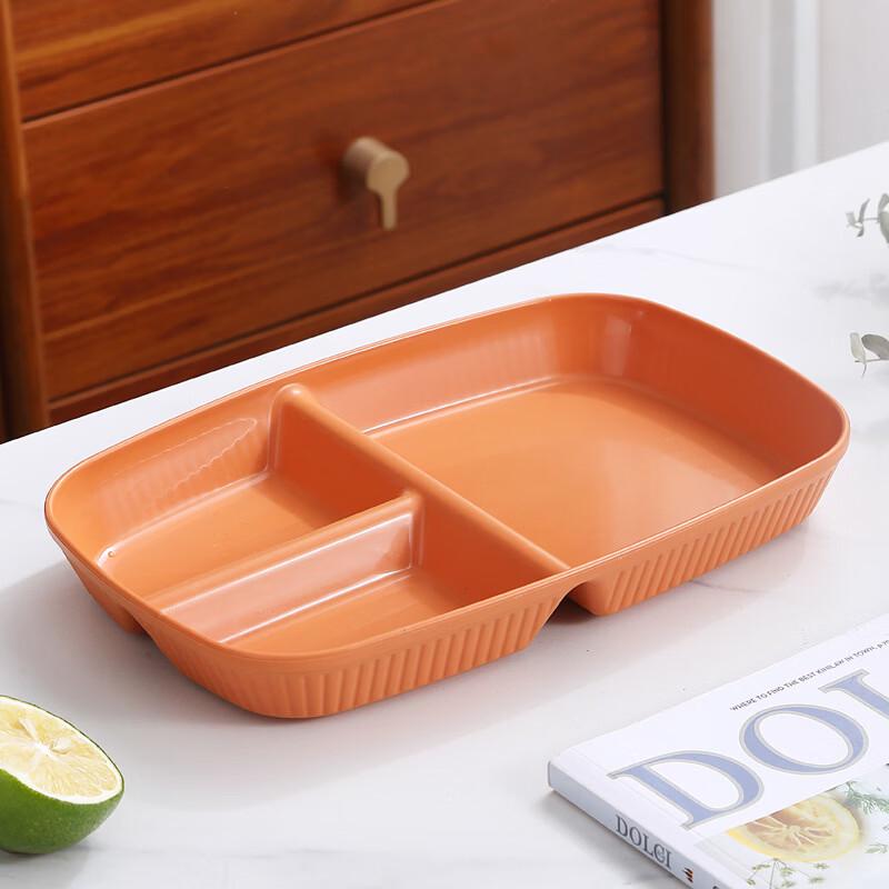 Wheat Straw Divided Meal Plate Set Long 3-Compartment Plate (Set of 3) оранжевый